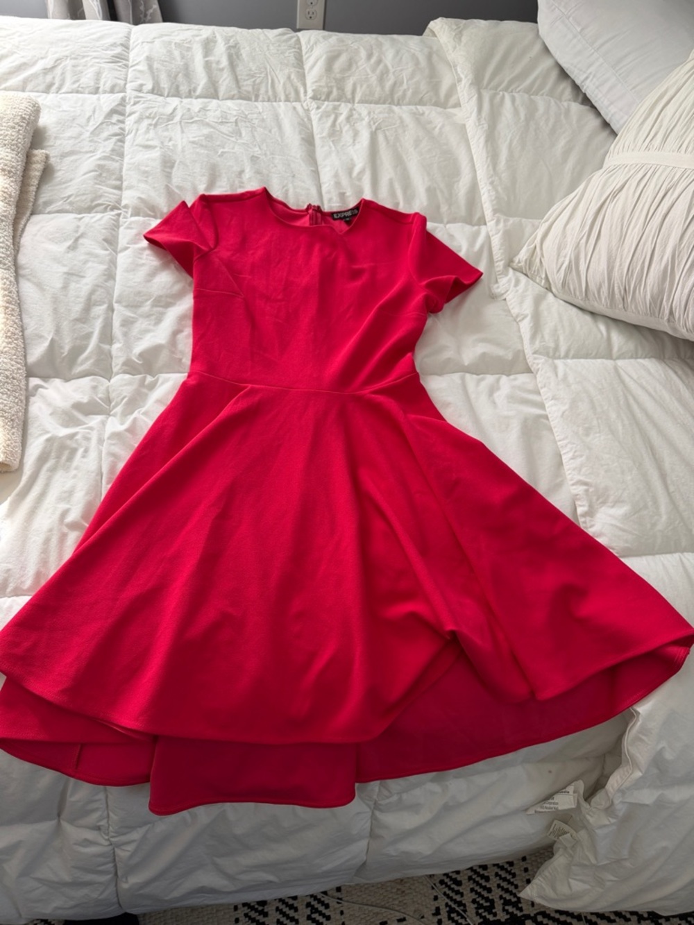 Express bright pink high-low fit-and-flare dress